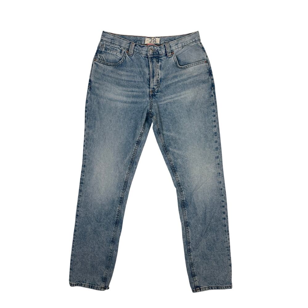 Free People Jeans Siren Low Rise Straight Leg Crvy Denim Light Wash 28